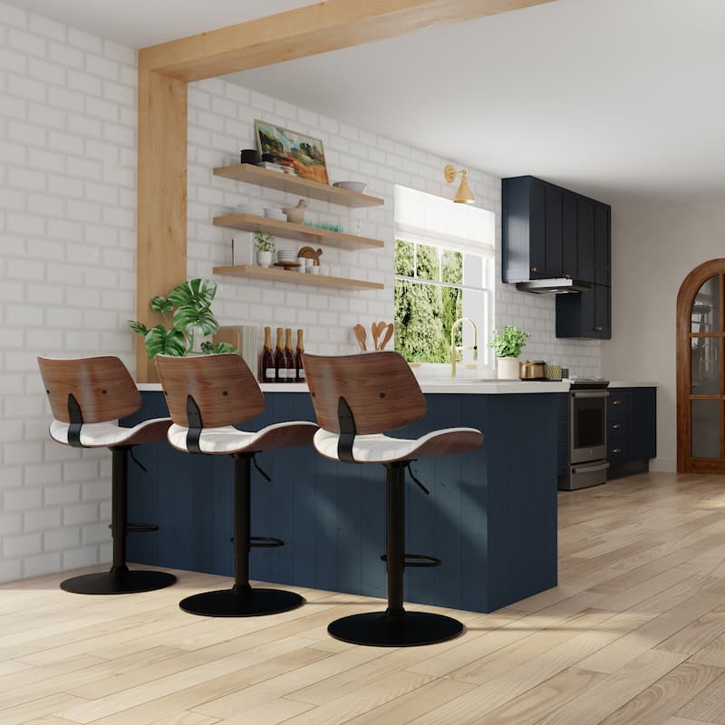 WYNDENHALL Annie Mid Century Modern Adjustable Bar Stool - 20.5"D x 19.7"W x 36.22 - 44.09 "H - White