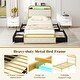preview thumbnail 6 of 5, Golden Metal Twin Platform Bed with LED Lights Storage Headboard and Drawers