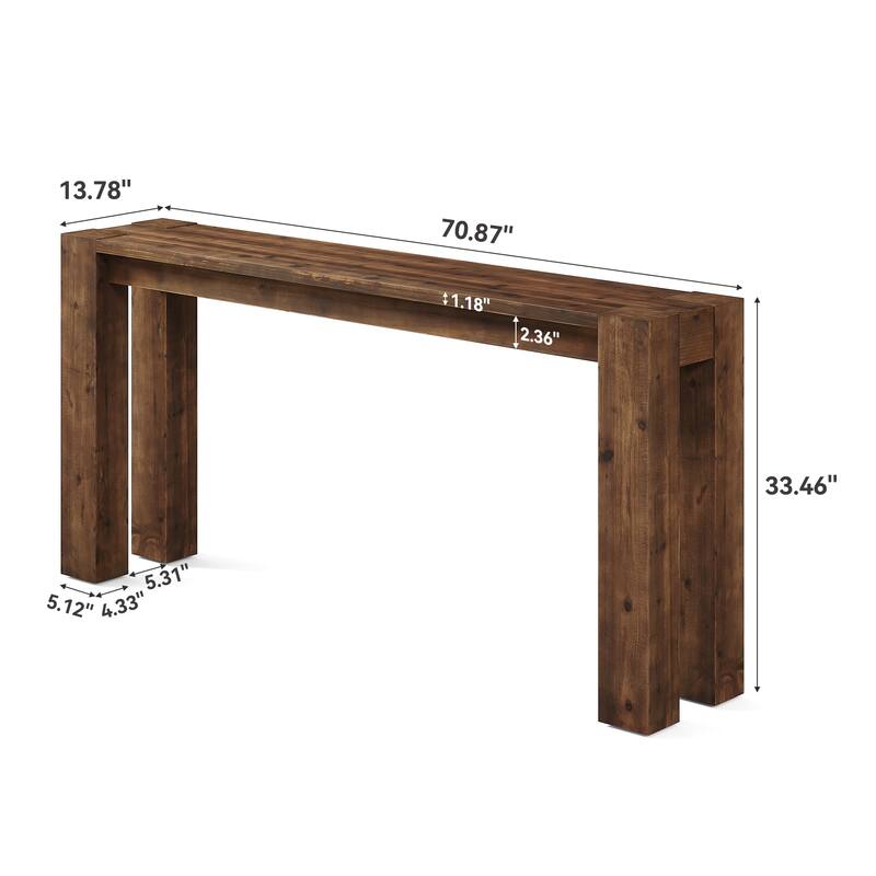 70.9" Long Solid Wood Console Sofa Table for Entryway Living Room - 13.8" D x 70.9" W x 33.5" H