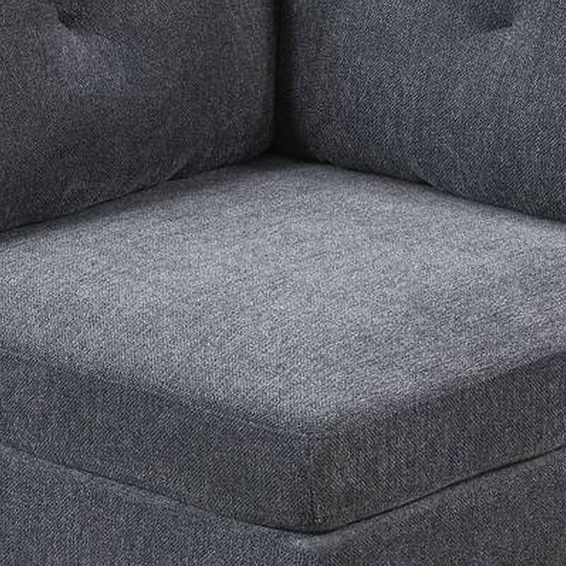 Jemy 37 Inch Modular Corner Sofa Chair, Dark Gray Chenille, Solid Wood