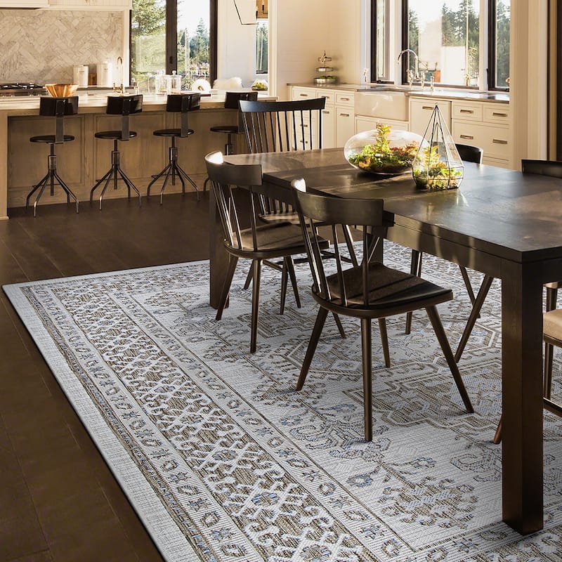 Dream Decor Rugs Grace Estacada Ivory Tan Indoor Outdoor Area Rug