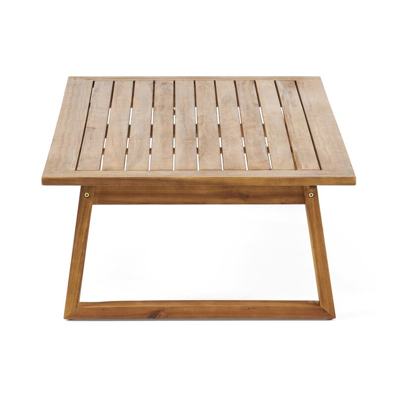 Roomfitters Belgian Outdoor Loveseat and Coffee Table Set, Modern Patio Furniture, Durable Acacia Wood Frame