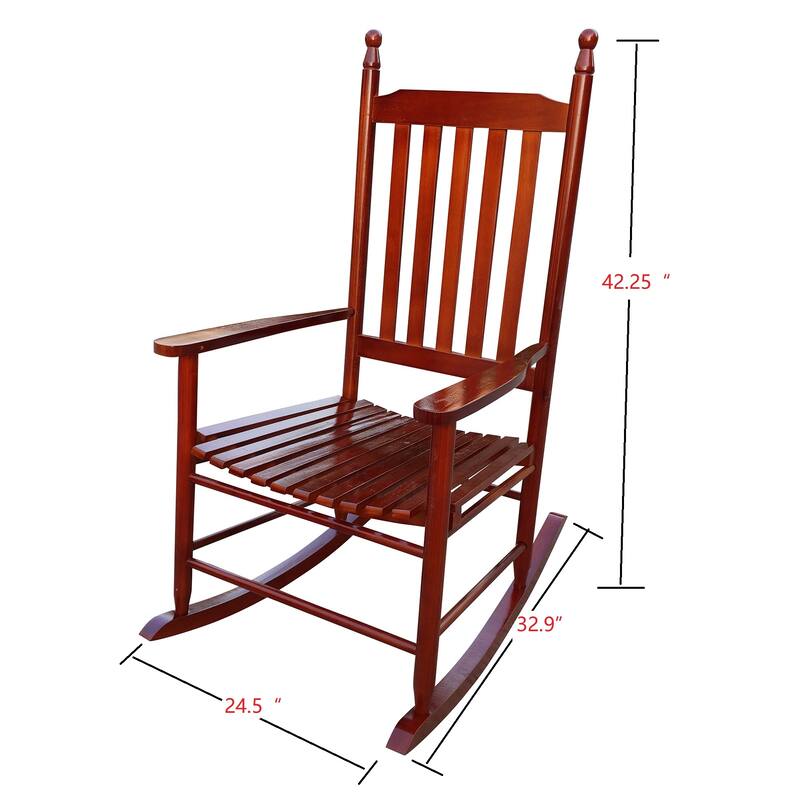 Wooden Porch Rocker Chair with Comfortable Backrest Inclination,Solid Fir Wood,for Backyard, Porch and Patio