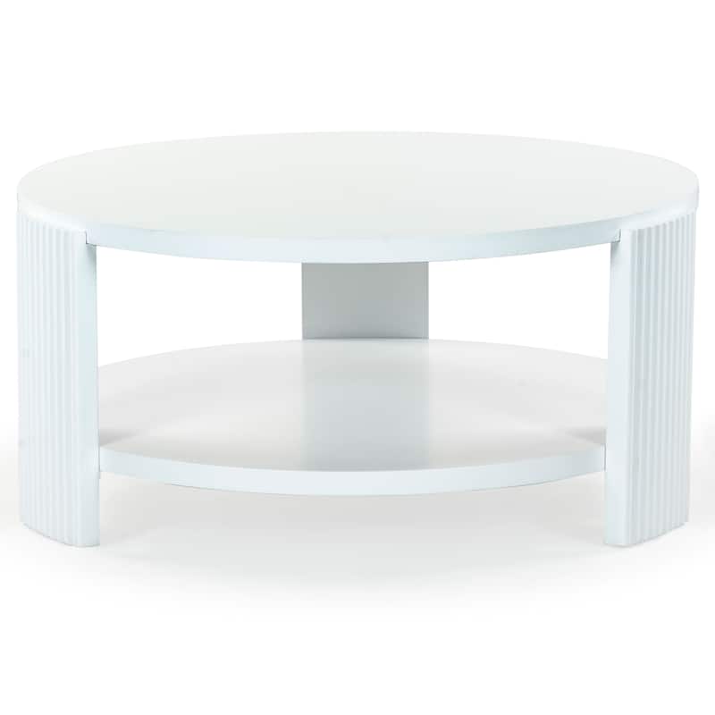 SAFAVIEH Couture Liabella Round Wood Coffee Table - 38"W x 38"D x 19"H - White