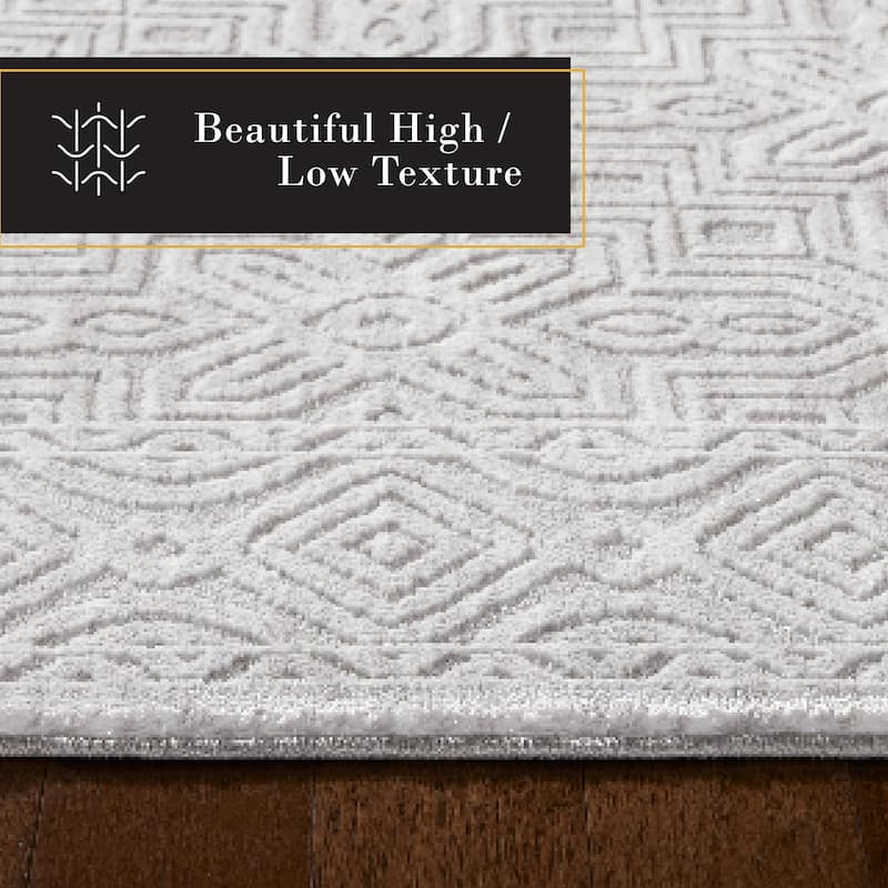 TOWN & COUNTRY LUXE Maya Medallion Tile Neutral Indoor Area Rug with High-Low Texture