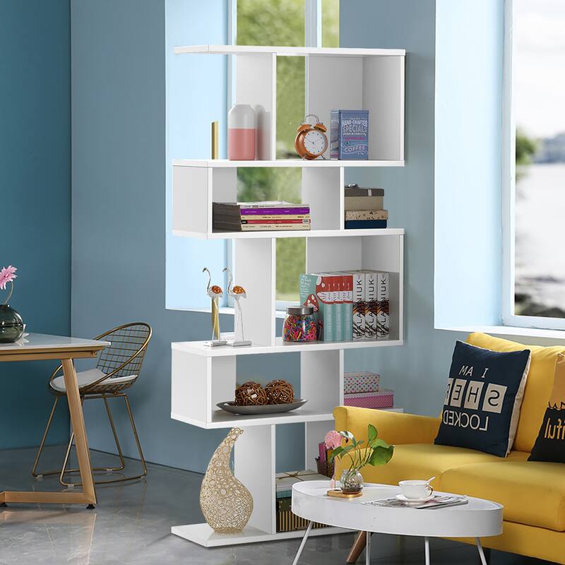 Gymax 2 PCS 5 Cubes Ladder Shelf Freestanding Bookshelf Display Rack
