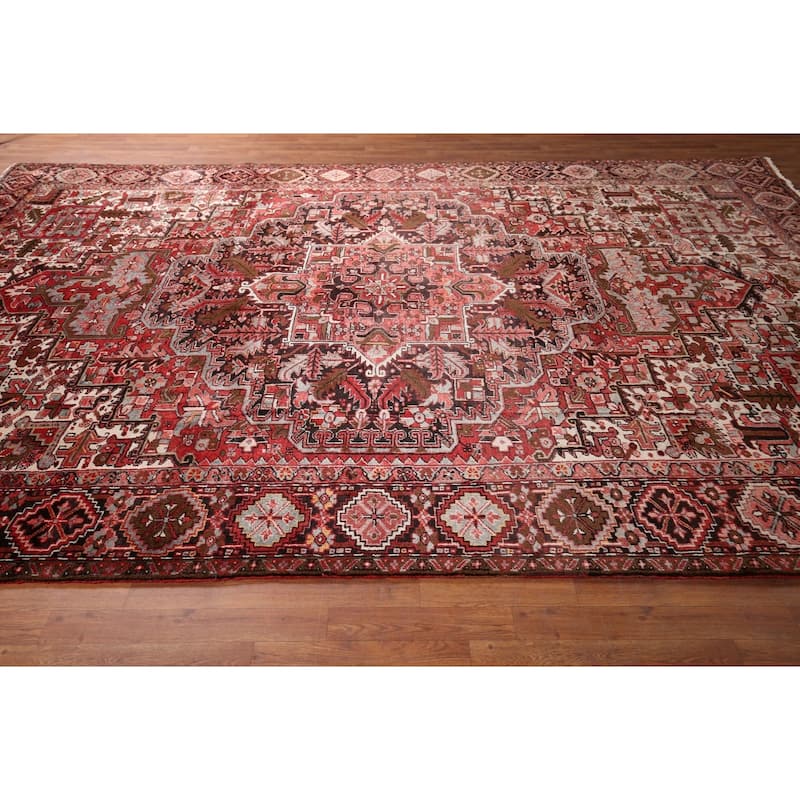 Blue Heriz Vintage Persian Area Rug Handmade Wool Carpet - 9'3" x 12'10"