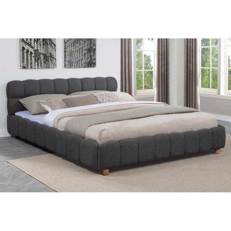 Queen Size Fabric Upholstered Low Profile Platform Bed Frame, Gray - Gray