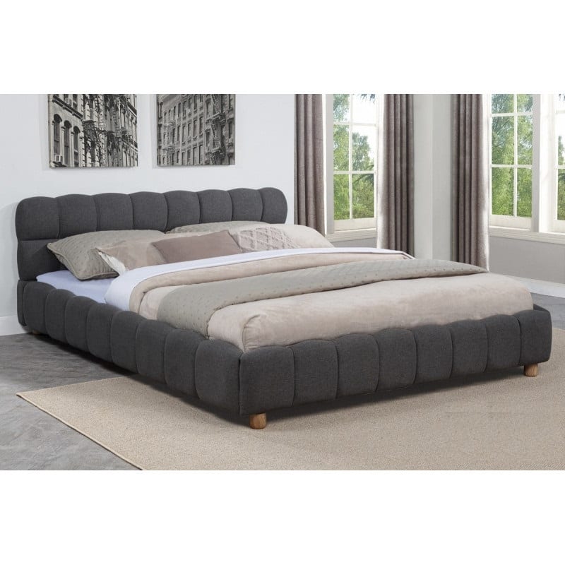Queen Size Fabric Upholstered Low Profile Platform Bed Frame, Gray