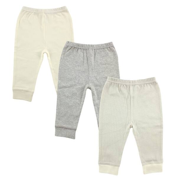 slide 1 of 1, Luvable Friends Baby and Toddler Cotton Pants 3pk, Neutral Gray Stripe 18-24 Months - Neutral Gray Stripe