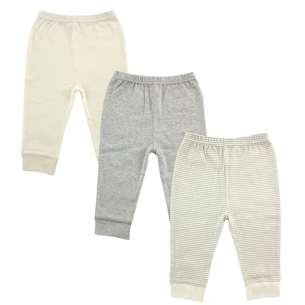 slide 1 of 1, Luvable Friends Toddler Cotton Pants 3pk, Neutral Gray Stripe 2T - Neutral Gray Stripe