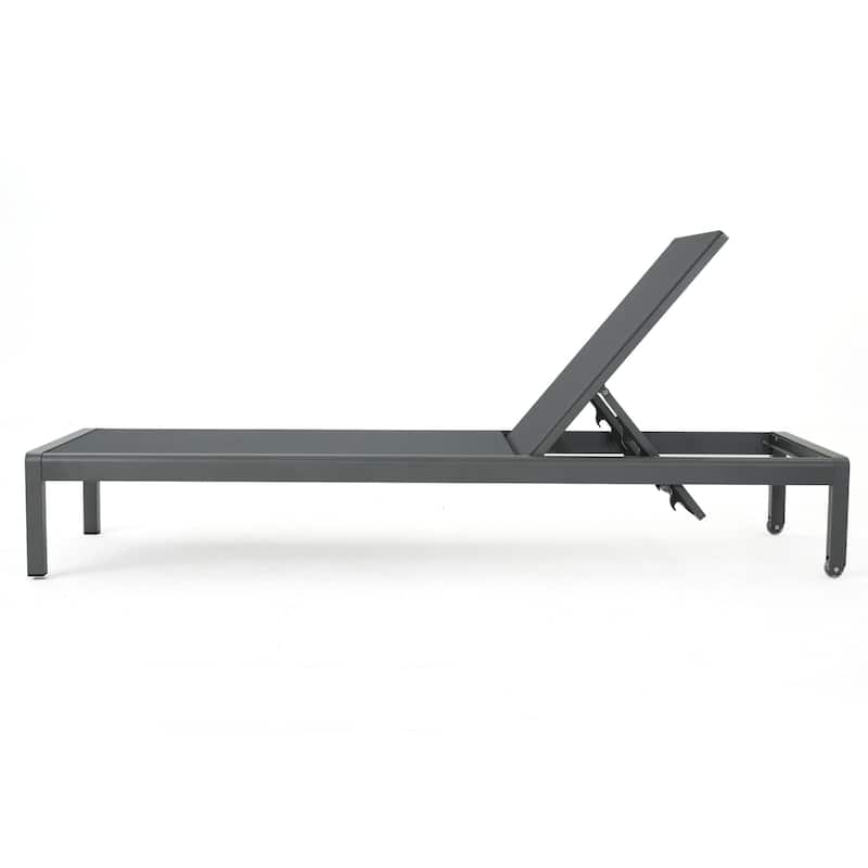 Cape Coral Dark Grey Aluminum & Mesh Outdoor Chaise Lounge (Set of 4) by Christopher Knight Home
