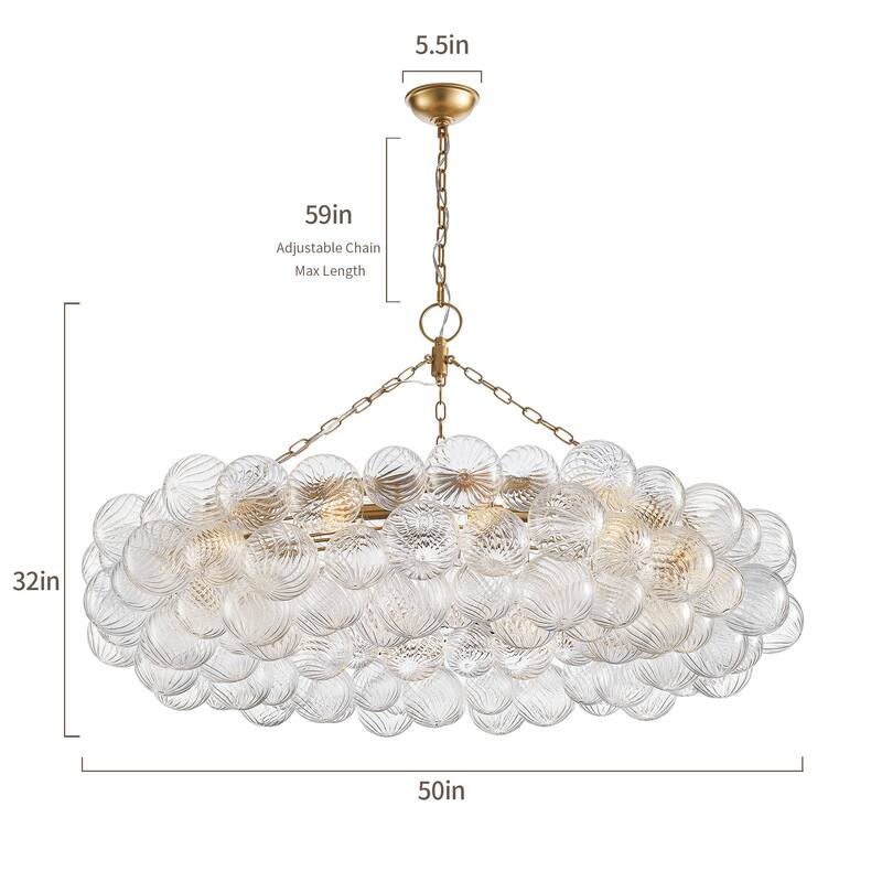 Gold Bubble Ball Chandelier, LED Pendant Light with Glass Globes