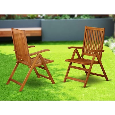 Outdoor Folding Arm Chairs - Acacia Wood Patio Seating - Set of 2 - 41.2