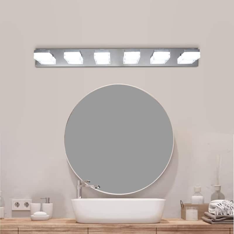 Contemporary 6-Light Chrome LED Vanity Lighting - Mirror Fixture for Bathroom & Dressing Areas‌