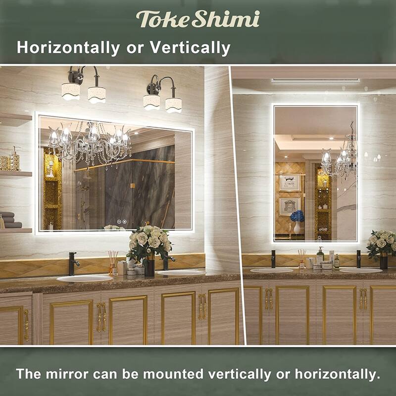TokeShimi LED Bathroom Vanity Mirror, Anti-Fog Dimmable Wall Mirror