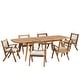 preview thumbnail 1 of 7, Roomfitters Outdoor Expandable Dining Set 7 Piece Acacia Wood Table Rope Woven Chairs, 71-95 Inch, Teak Grey Cream+Grey,Teak