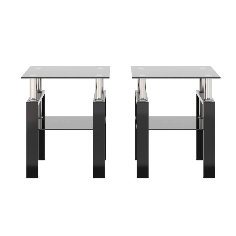 1-Piece or 2-Piece Tempered Glass End Table