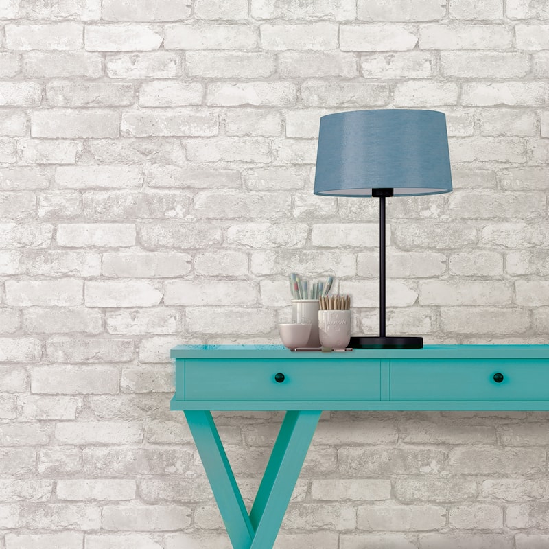Bricks Kovner Buchanan Off-White Brick 33' L X 20.5 W Peel and Stick Wallpaper Roll - Off-White