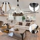 preview thumbnail 5 of 24, Rustic 6 Light Wagon Wheel Chandelier with Seeded Glass Shade