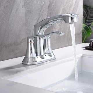 PROOX 4 in. Centerset Bathroom Sink faucet with Pull Out Sprayer Double Handles