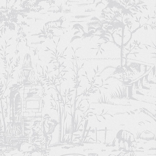 Laura Ashley Toile de Jouy Sugared Grey Wallpaper - Bed Bath & Beyond