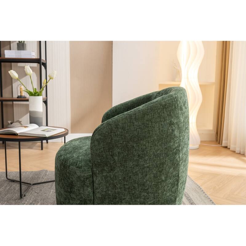 Chenille Fabric Swivel Accent Armchair Barrel Chair