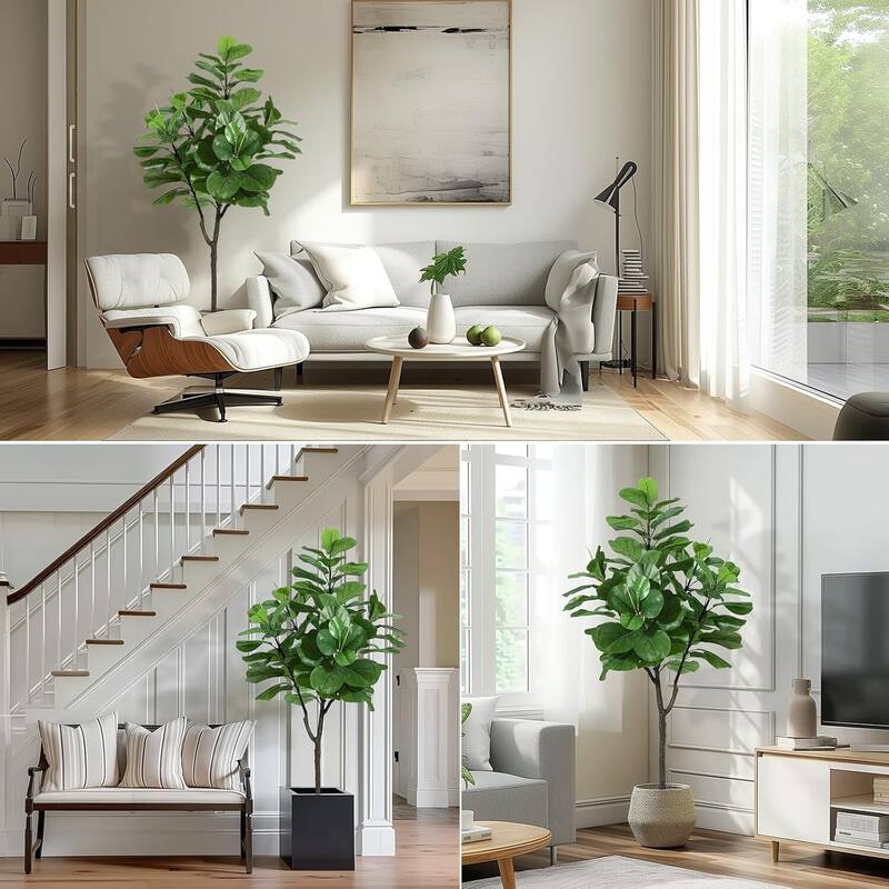 6FT Fiddle Leaf Fig Tree Artificial Tree for Home Office Decor - 6 ft