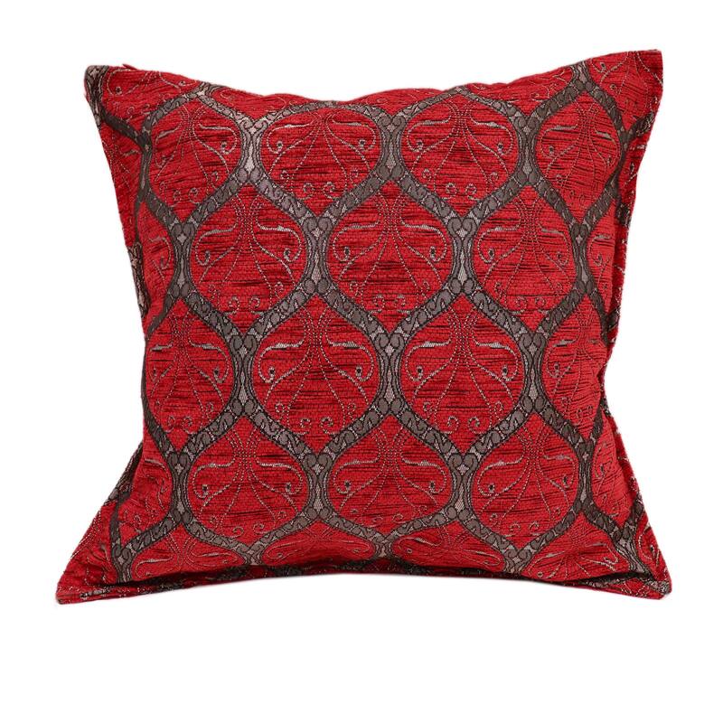 Trellis Myrtus Chenille Decorative Contemporary Turkish Pillow - Red
