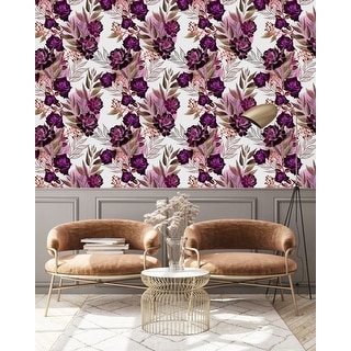 Violet Roses Wallpaper Peel and Stick and Prepasted - Bed Bath & Beyond ...
