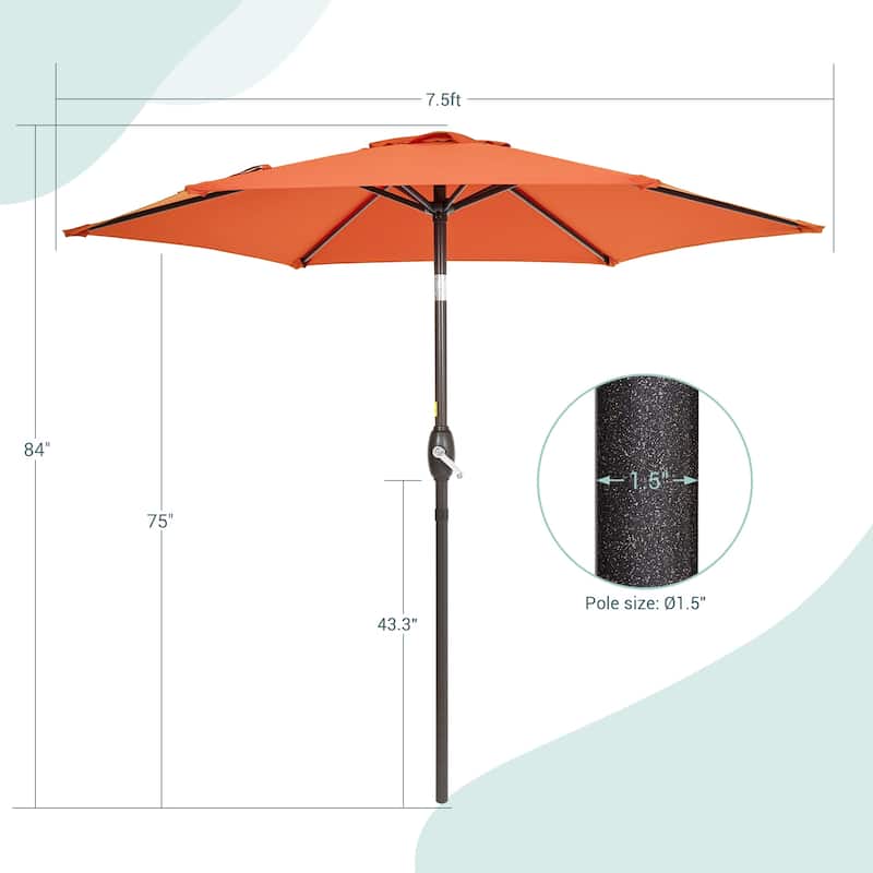 Bonosuki 7.5Ft Patio Market Umbrella Weather-Resistant Table Umbrella