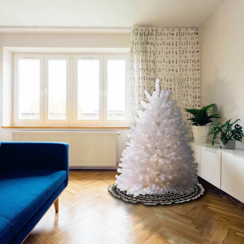 National Tree Company 4.5 ft. Dunhill White Fir Tree with Clear Lights - 4.5 Foot - 4.5 Foot - White