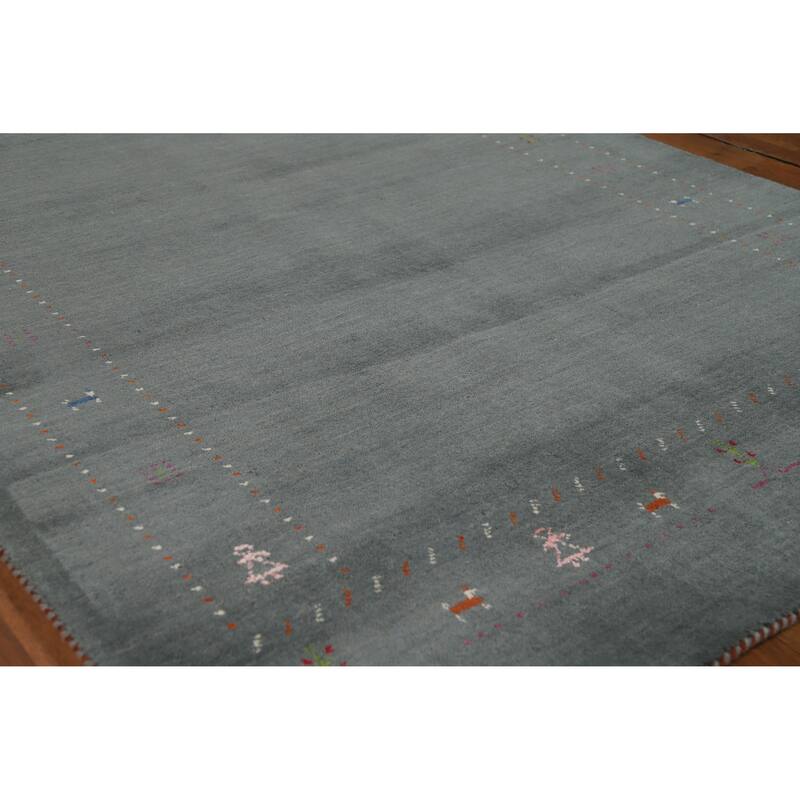 Hand Knotted Oriental 100% Wool Carpet Tribal Tribal Greys & Charcoal Gabbeh Area Rug - 7' 9'' X 5' 0''