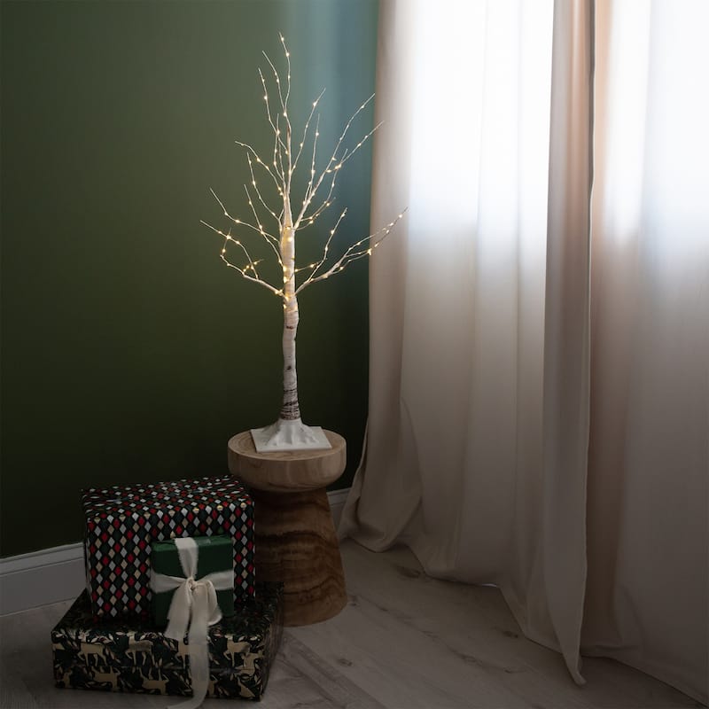 Pre-Lit Artificial Birch Christmas Tree - 3' - Warm White LED Lights