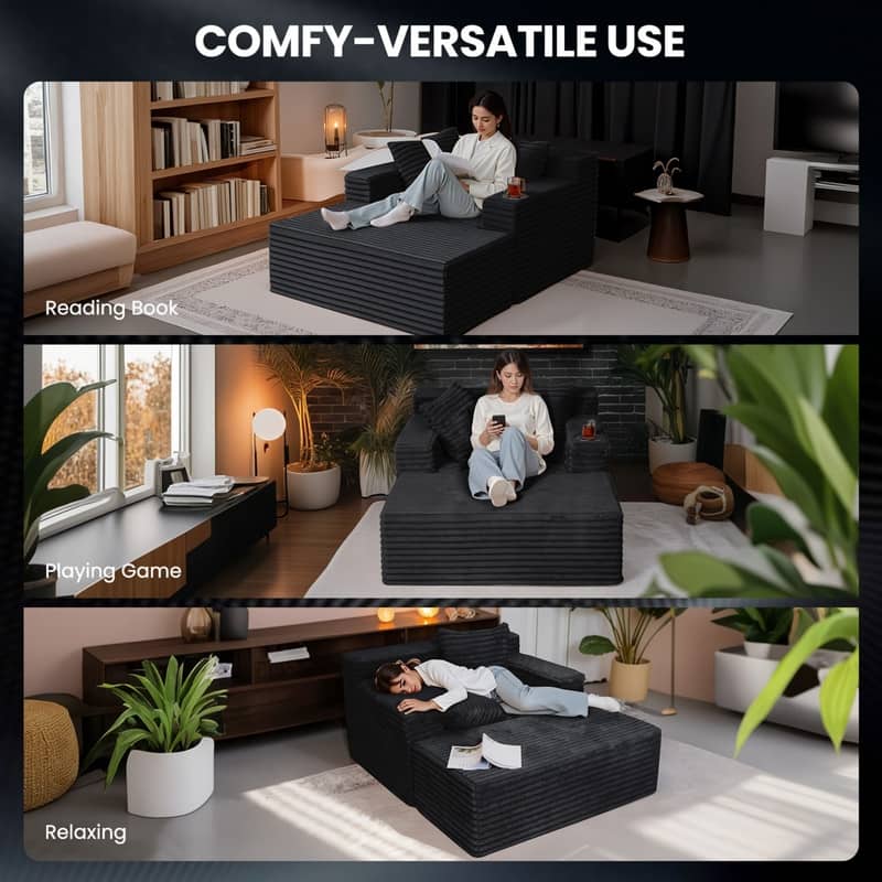 Oversized Chaise Lounge Chair, Upholstered Sofa Bed for Living Room