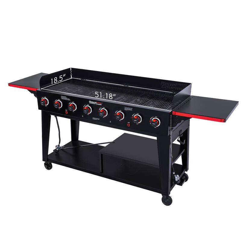 Royal Gourmet 8-Burner Gas Grill, Independently Controlled Dual Systems, Black