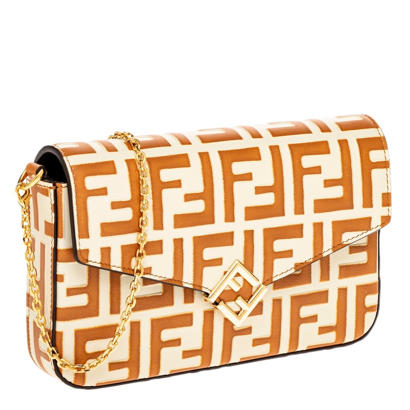 Fendi FF Diamonds Wallet on Chain in Leather