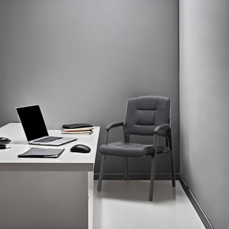 Heavy Duty Executive Chair with Padded Arm Rest - Leather Guest Chairs