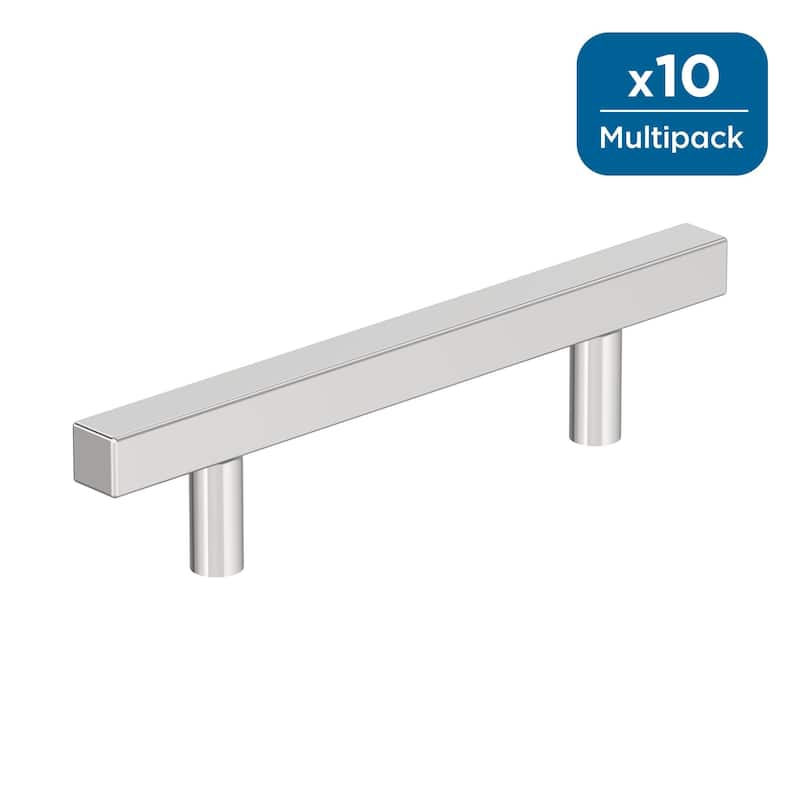 Amerock Square Cabinet Bar Pull for Cabinet, Drawer, or Furniture - Polished Chrome - 3-3/4 inch (96mm) Center-to-Center