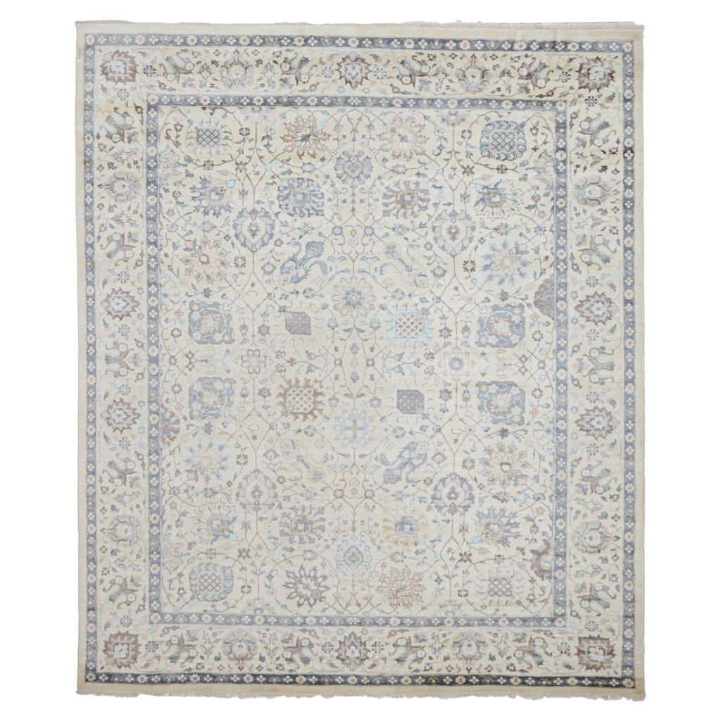 ECARPETGALLERY Hand-knotted Heritage Ivory Silk, Wool Rug - 8'0 x 9'6