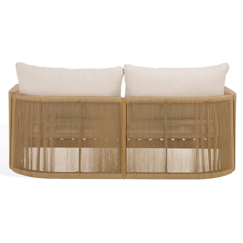 SAFAVIEH Couture Gale Teak & Hyacinth Patio Sofa - 70"W x 34"D x 24"H