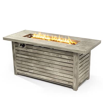 54" Propane Gas Fire Pit Table, 50000 BTU Rectangular Steel Fire Pit