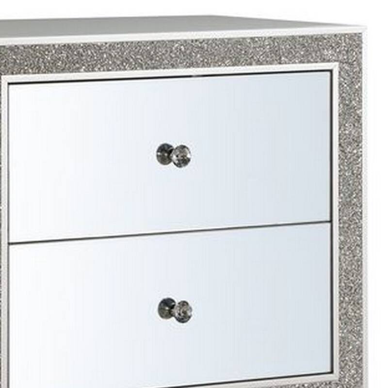Silver 2 Drawer 26 in. W Nightstand with Sturdy Hardware and Ample Storage