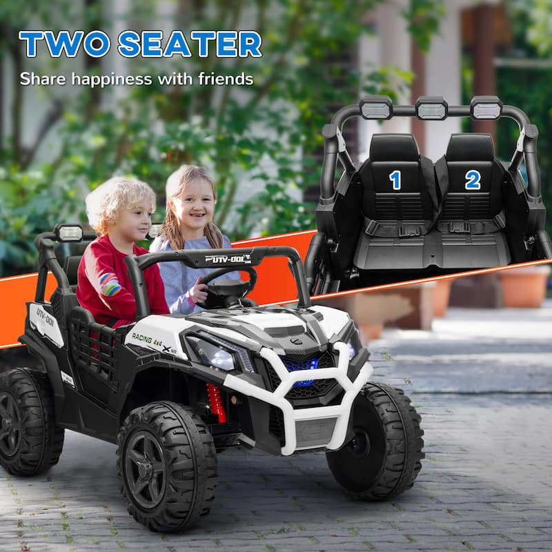 24V Kids Ride-On Car with Parent Remote Control, Battery Powered Electric Car Off-Road Toy Car with Safety Belts