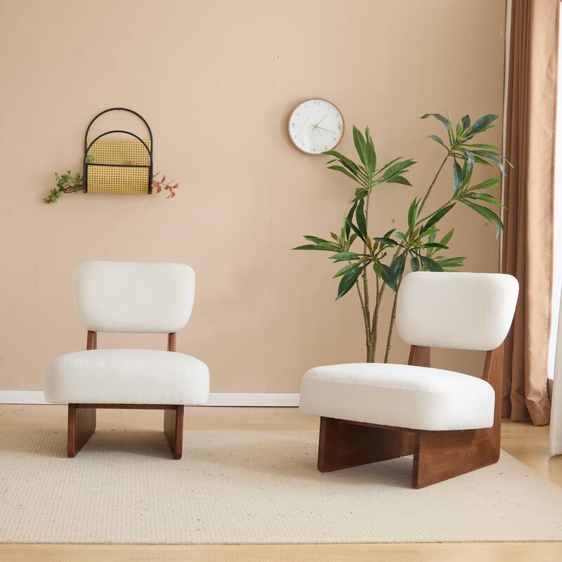 Minimalist Lounge Chairs with Wood Base (Set of 2)