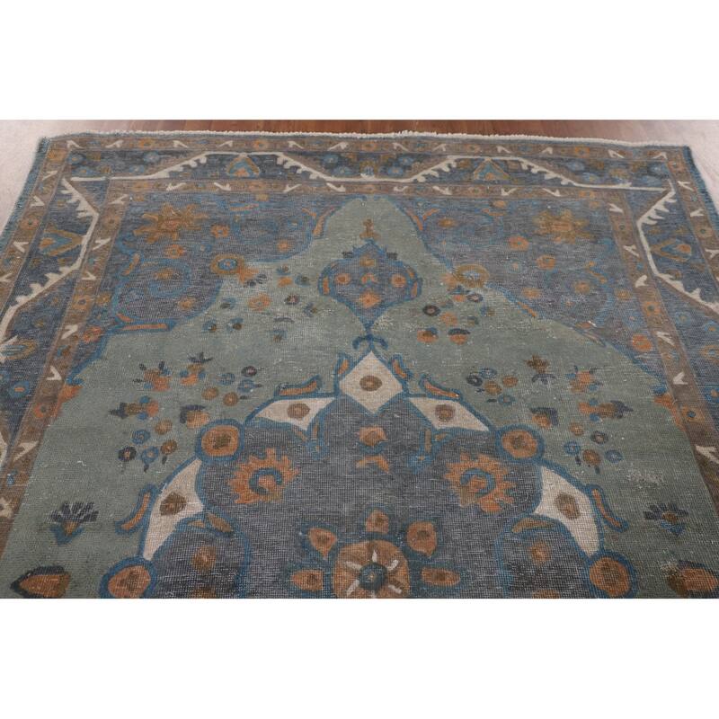 Distressed Over-Dyed Tabriz Persian Antique Rug Handmade Wool Carpet - 6'3"x 9'0"