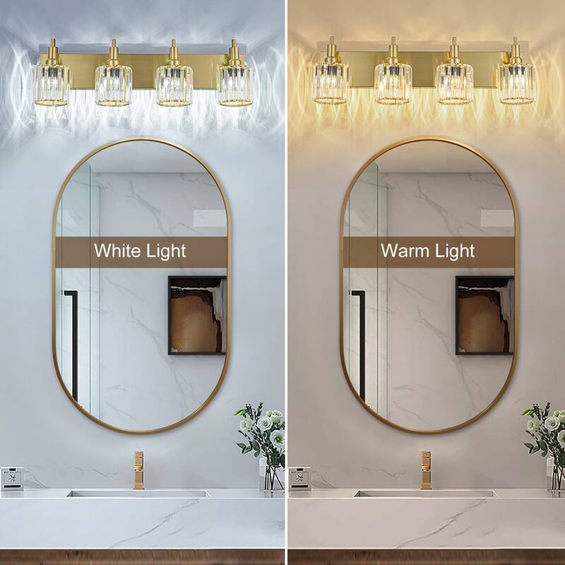 3/4/5-Light Modern Glam Dimmable Cylinder Crystal Wall Light Bathroom Vanity Light