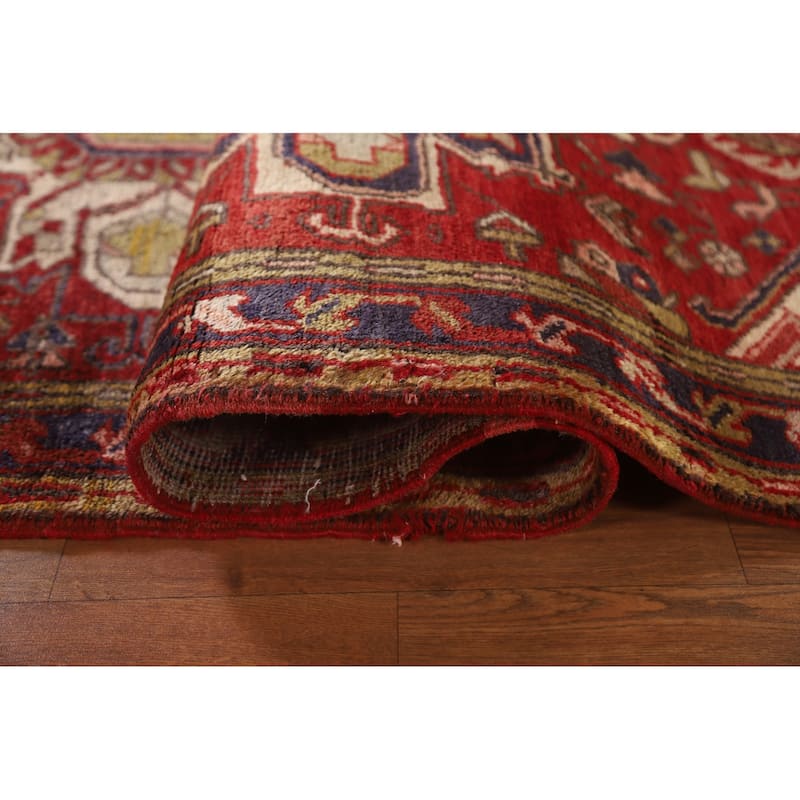 Handmade Vegetable Dye Heriz Persian Vintage Runner Rug - 3'6"x 10'8"