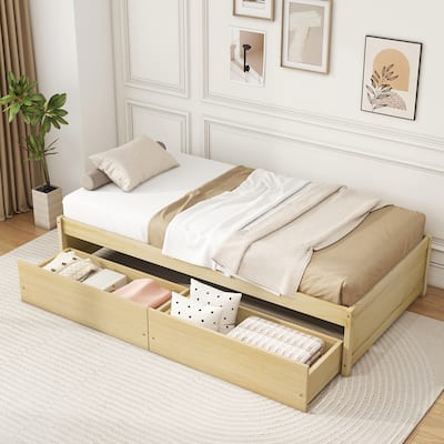 Gymax Twin Size Captain Bed w/ 2 Drawers Slats Support Twin Daybed