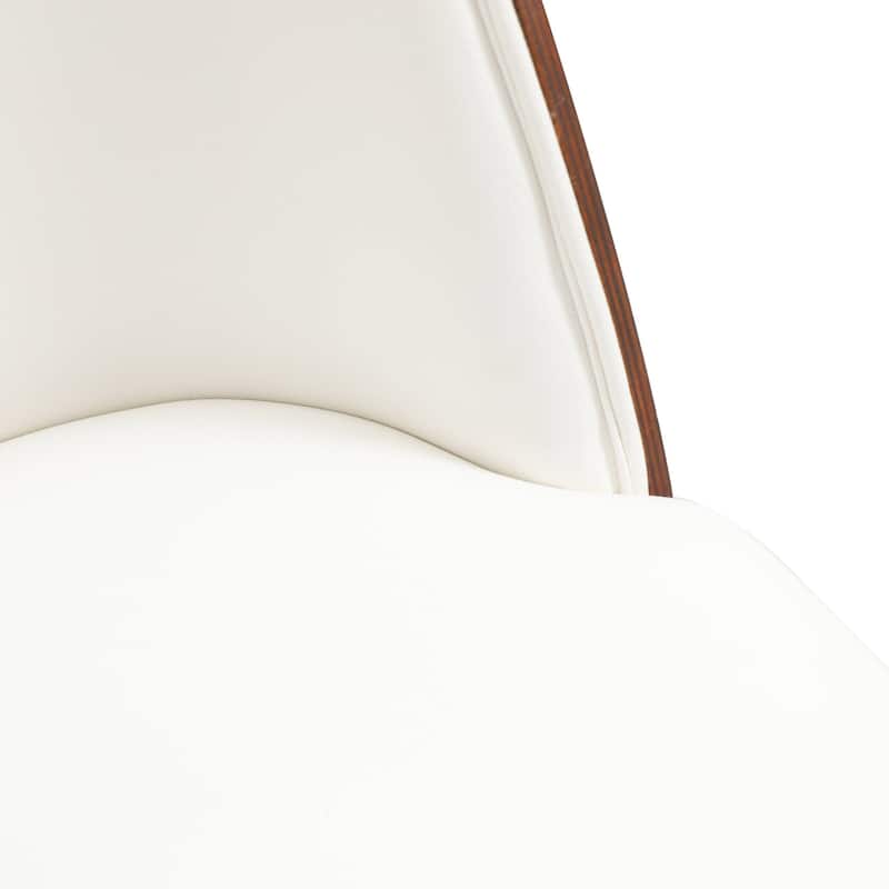 LeisureMod Tule Dining Chair with Upholstered Seat and White Steel Frame, Set of 2